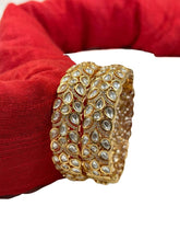 Traditional Designer Leaf Shape Polki  Kada  Bangles Set